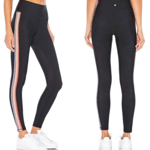 Spiritual Gangster metallic Sparkle High Waist 7/8 Leggings Glitter Stripe Small - Picture 2 of 10